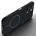 Angled view of Stone Black mobile case for Vivo T5 Lite 5G with proper charging port cutout, speaker holes and strong corner protection.