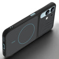 Angled view of Stone Black mobile case for Vivo Y31 5G with proper charging port cutout, speaker holes and strong corner protection.