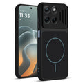 Front and back view of Stone Black protective back cover for Motorola G37 Power 5G with textured sides, camera guard and slim fit design.