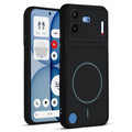 Front and back view of Stone Black protective back cover for Nothing Phone 4B 5G with textured sides, camera guard and slim fit design.