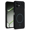 Front and back view of Stone Black protective back cover for OnePlus N6 5G with textured sides, camera guard and slim fit design.