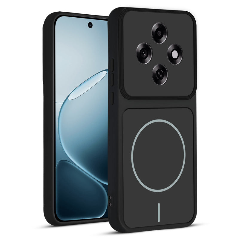 Front and back view of Stone Black protective back cover for Oppo F31 Pro 5G with textured sides, camera guard and slim fit design.