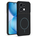 Front and back view of Stone Black protective back cover for Oppo Reno 16C 5G with textured sides, camera guard and slim fit design.