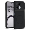 Front and back view of Stone Black protective back cover for Realme 16T 5G with textured sides, camera guard and slim fit design.