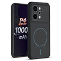 Front and back view of Stone Black protective back cover for Realme P4 Power 5G with textured sides, camera guard and slim fit design.
