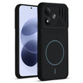 Front and back view of Stone Black protective back cover for Redmi Note 17 5G with textured sides, camera guard and slim fit design.