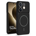 Front and back view of Stone Black protective back cover for Vivo T4 Pro 5G with textured sides, camera guard and slim fit design.