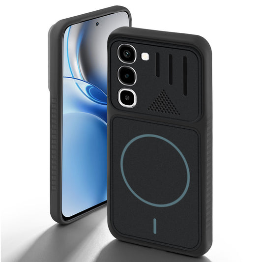 Stone Black - Blue Ring back cover for Realme 16x 5G with camera cut protection and ring design on back side.