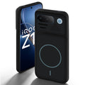 Stone Black - Blue Ring back cover for iQOO Z11 5G with camera cut protection and ring design on back side.