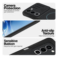 Stone Black - Blue Ring phone case for Realme 16x 5G showing camera safety edges, anti slip side grip and easy press button covers.