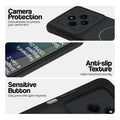 Stone Black - Blue Ring phone case for Redmi 14C 5G showing camera safety edges, anti slip side grip and easy press button covers.