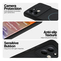 Stone Black - Blue Ring phone case for Redmi 17 5G showing camera safety edges, anti slip side grip and easy press button covers.