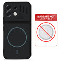 Stone Black - Blue Ring back cover for Oppo F35 Pro 5G with printed ring pattern and message showing not compatible with MagSafe charging.