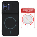 Stone Black - Blue Ring back cover for Poco M8x 5G with printed ring pattern and message showing not compatible with MagSafe charging.