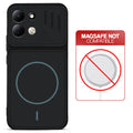 Stone Black - Blue Ring back cover for Redmi 17 5G with printed ring pattern and message showing not compatible with MagSafe charging.