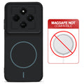 Stone Black - Blue Ring back cover for Redmi A4 5G with printed ring pattern and message showing not compatible with MagSafe charging.