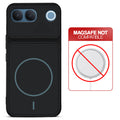 Stone Black - Blue Ring back cover for Vivo V80 Lite 5G with printed ring pattern and message showing not compatible with MagSafe charging.