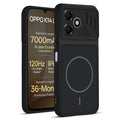 Front and back view of Stone Black - Blue Ring protective back cover for OPPO K14 Lite 5G with textured sides, camera guard and slim fit design.