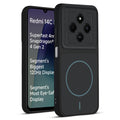 Front and back view of Stone Black - Blue Ring protective back cover for Redmi 14C 5G with textured sides, camera guard and slim fit design.