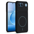 Front and back view of Stone Black - Blue Ring protective back cover for Vivo V80 Lite 5G with textured sides, camera guard and slim fit design.