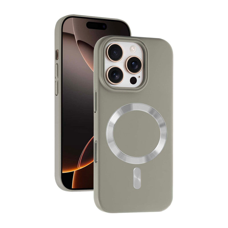 Hard Back Wireless Charging Support Case for Apple iPhone 16 Pro, Durable Design & Shiny Wireless Charging Support Ring