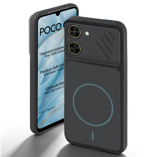 Dual Tone Silicone Grip Back Cover with Camera Protection for Poco C71