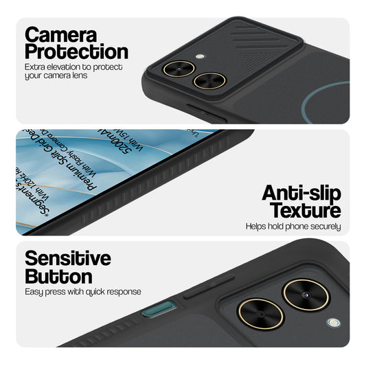 Dual Tone Silicone Grip Back Cover with Camera Protection for Poco C71