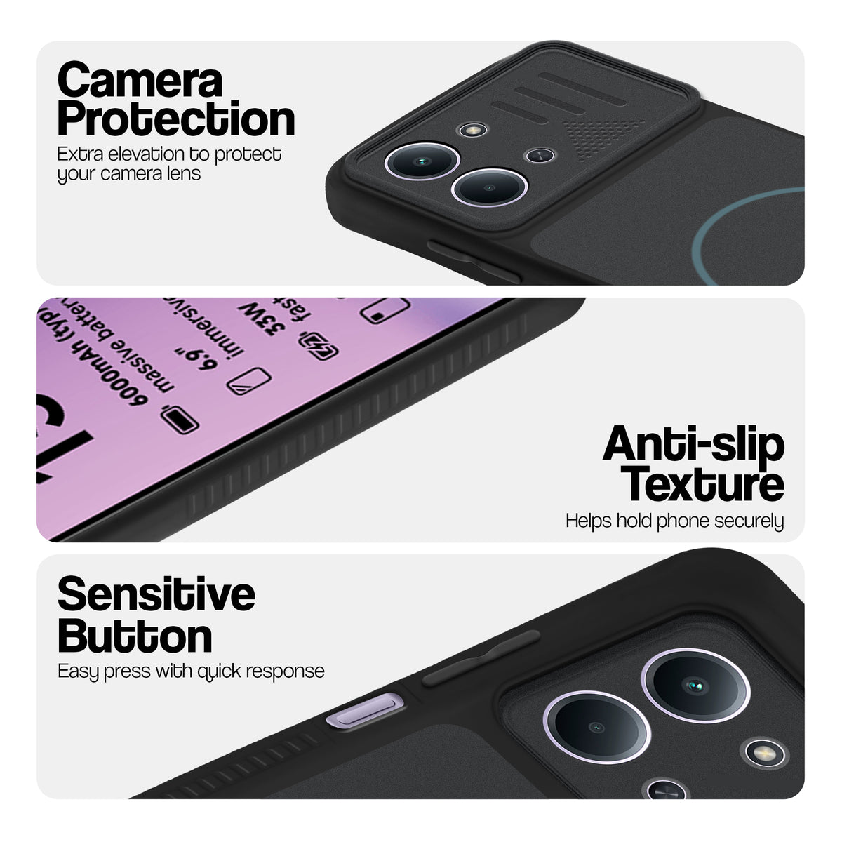 Dual Tone Silicone Grip Back Cover with Camera Protection for Redmi 15C 5G