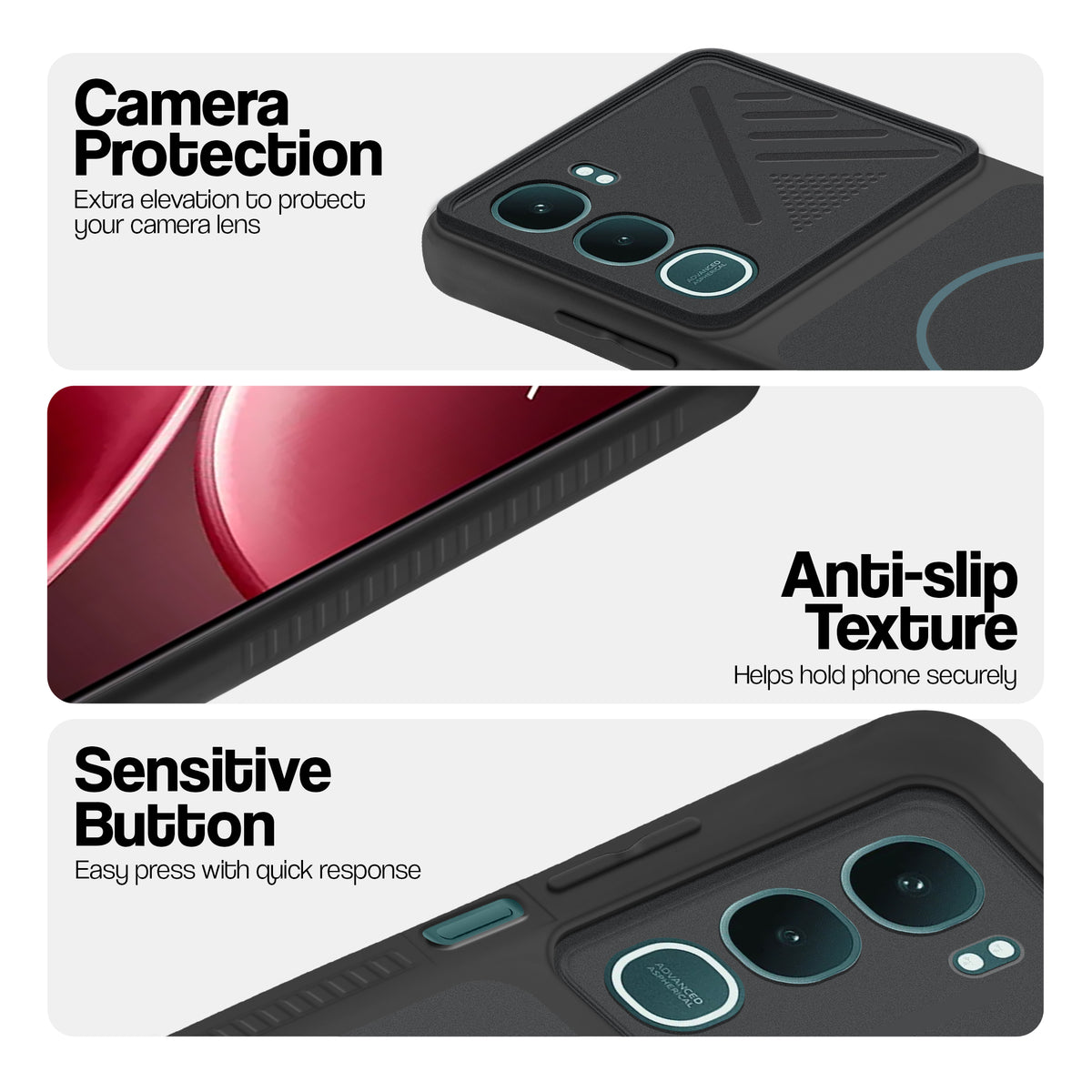 Dual Tone Silicone Grip Back Cover with Camera Protection for Vivo Y31 5G