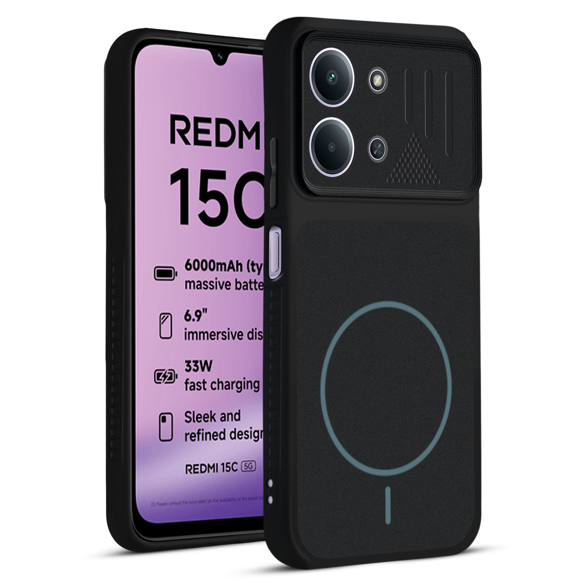 Dual Tone Silicone Grip Back Cover with Camera Protection for Redmi 15C 5G