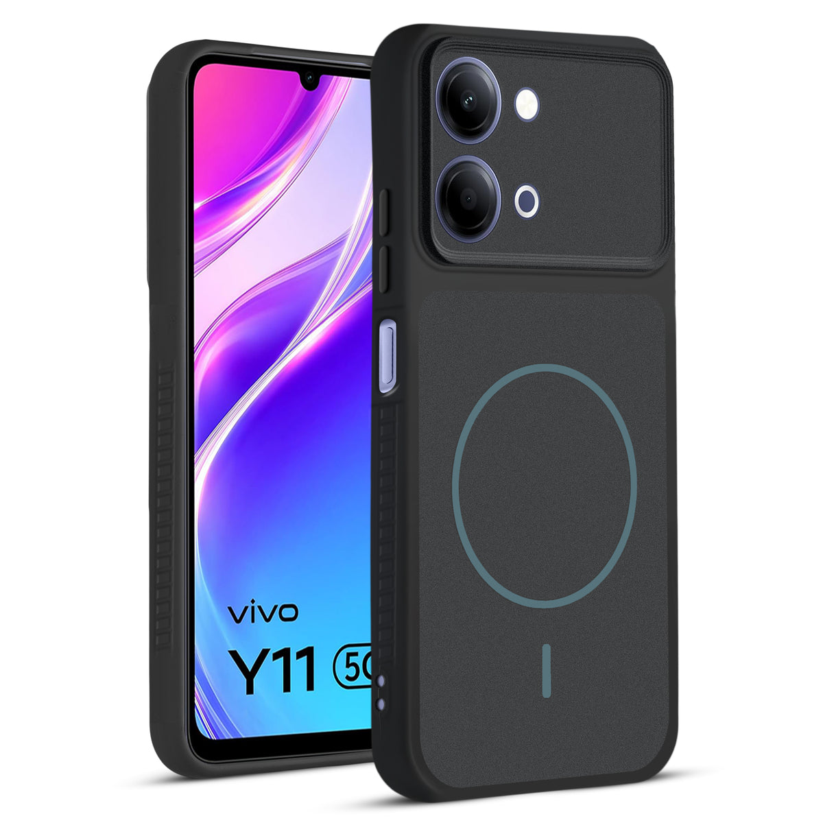 Dual Tone Silicone Grip Back Cover with Camera Protection for Vivo Y11 5G