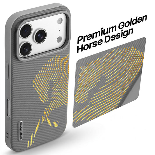 Premium Horse Textured MagSafe Case for Apple iPhone 17 Pro with Metallic Camera Protection & Microfiber Lining