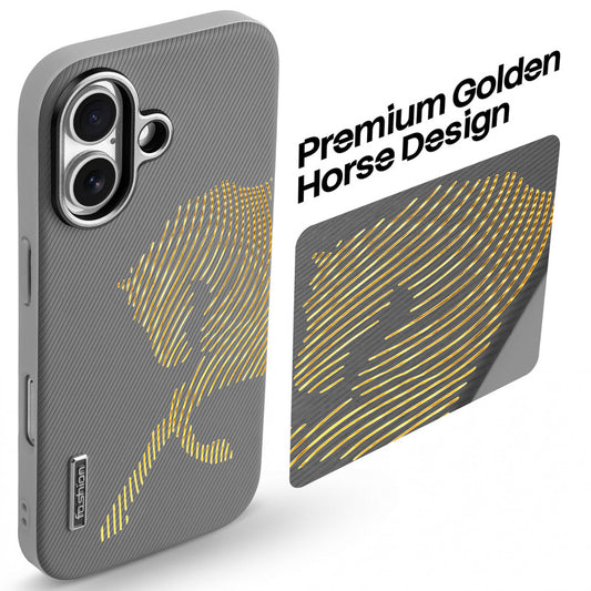 Premium Horse Textured MagSafe Case for Apple iPhone 17 with Metallic Camera Protection & Microfiber Lining