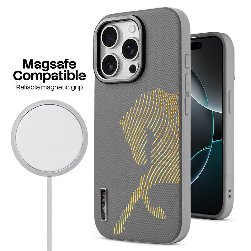 Premium Horse Textured MagSafe Case for Apple iPhone 15 Pro Max with Metallic Camera Protection & Microfiber Lining