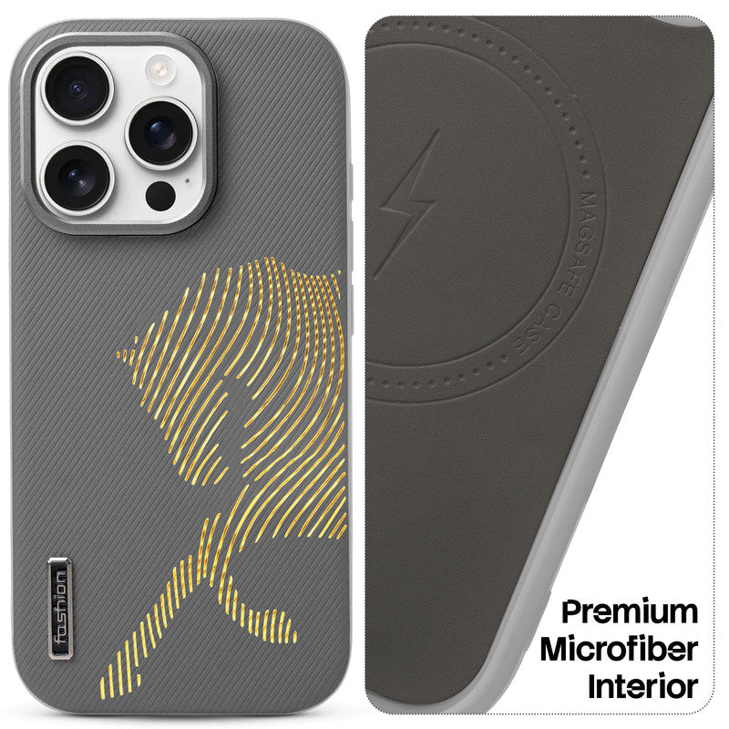 Premium Horse Textured MagSafe Case for Apple iPhone 16 Pro with Metallic Camera Protection & Microfiber Lining