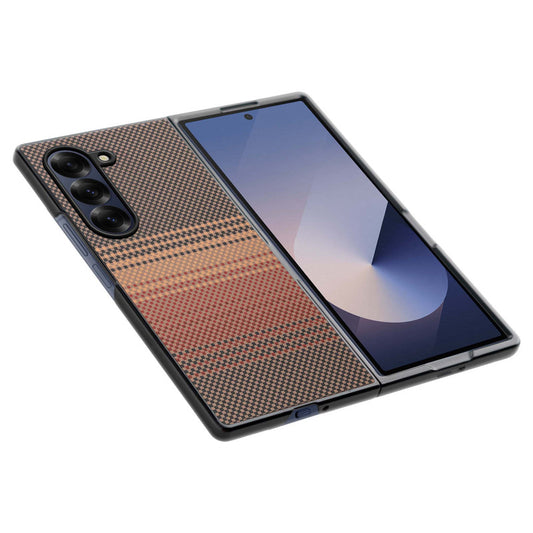 Carbon Fiber TPU Back Cover for Samsung Z Fold 6 with Checkered Printed Designs