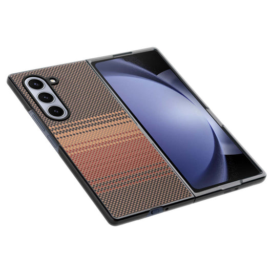 Carbon Fiber TPU Back Cover for Samsung Z Fold 5 with Checkered Printed Designs
