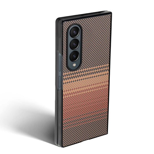 Carbon Fiber TPU Back Cover for Samsung Z Fold 4 with Checkered Printed Designs