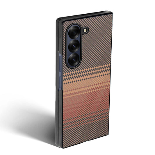 Carbon Fiber TPU Back Cover for Samsung Z Fold 6 with Checkered Printed Designs