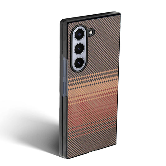 Carbon Fiber TPU Back Cover for Samsung Z Fold 5 with Checkered Printed Designs