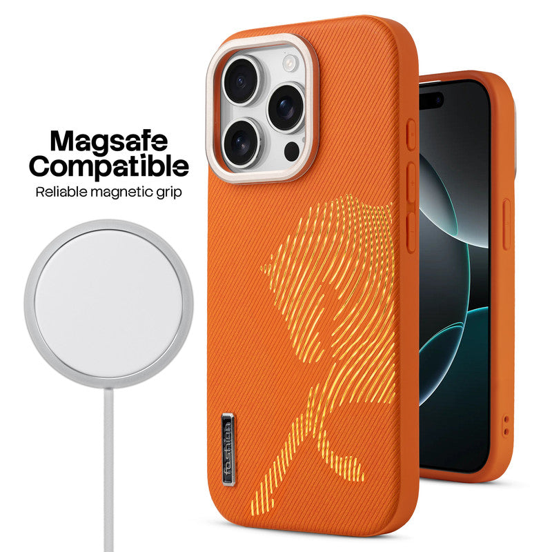 Premium Horse Textured MagSafe Case for Apple iPhone 15 Pro Max with Metallic Camera Protection & Microfiber Lining