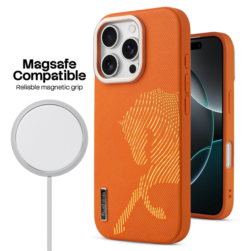 Premium Horse Textured MagSafe Case for Apple iPhone 16 Pro with Metallic Camera Protection & Microfiber Lining