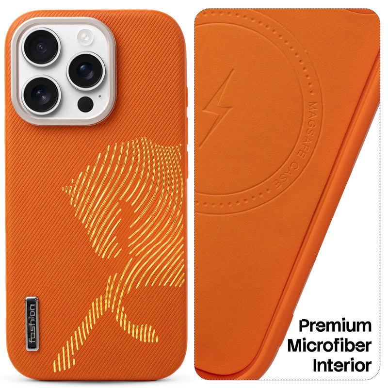 Premium Horse Textured MagSafe Case for Apple iPhone 15 Pro Max with Metallic Camera Protection & Microfiber Lining