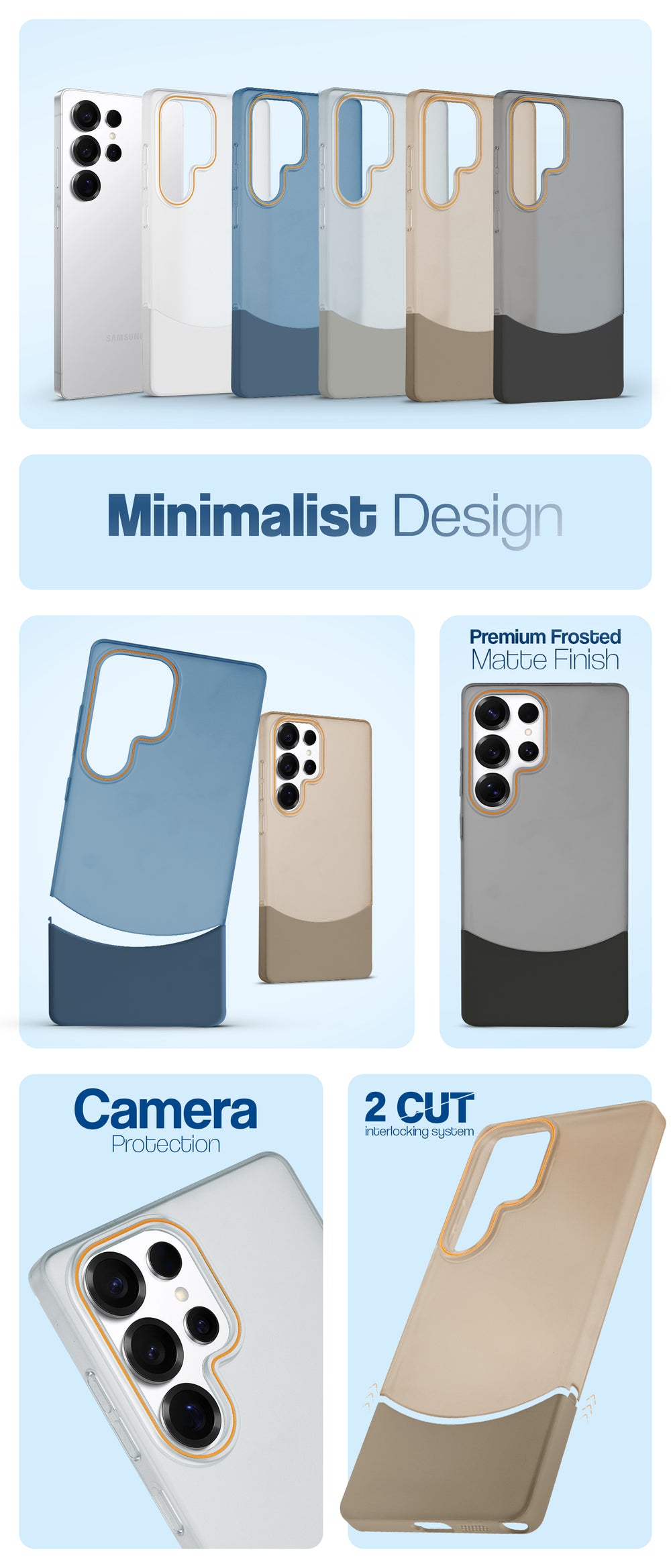 Frosted Case With 2-Cut Interlock For Motorola Moto G96 5G