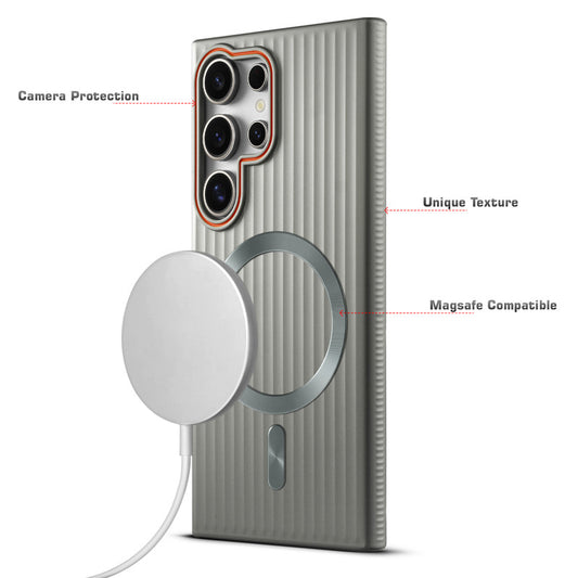 Titanium Grid Armor Hard Back Case For Samsung S24 Ultra 5G, With Magsafe Compatible