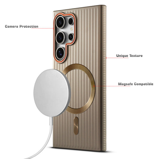 Titanium Grid Armor Hard Back Case For Samsung S24 Ultra 5G, With Magsafe Compatible