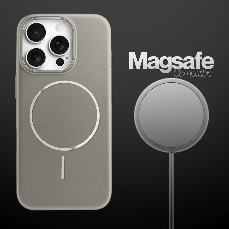 Slim Metallic Texture Wireless Charging MagSafe Case for Apple iPhone 16 Pro