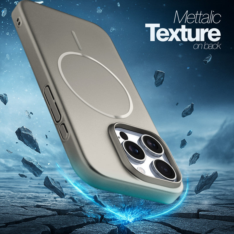 Slim Metallic Texture Wireless Charging MagSafe Case for Apple iPhone 16 Pro