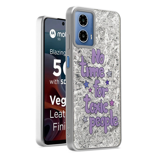 Shiny Foil Design Printed Back Case for Motorola Moto G34 5G With Soft Edges with Glossy Semi-Hard Back