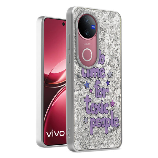 Shiny Foil Design Printed Back Case for Vivo V50 5G With Soft Edges with Glossy Semi-Hard Back